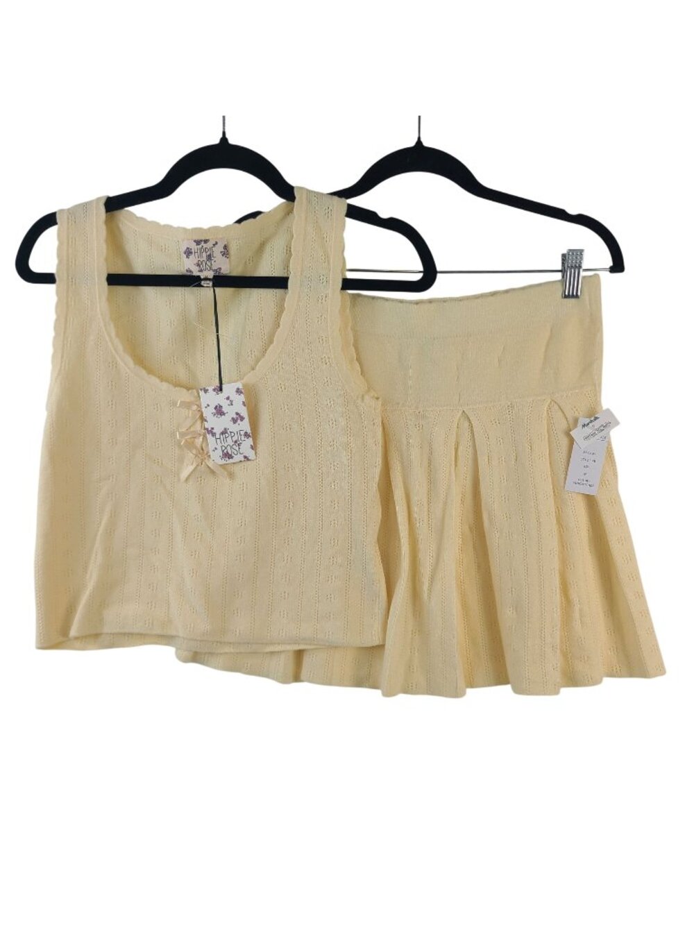NEW Hippie Rose Suncatcher Yellow Knit Tank Top & Skirt Set Size M
